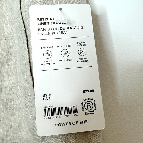 Athleta Retreat Linen Jogger Pants In Natural Size XL New - Picture 10 of 11